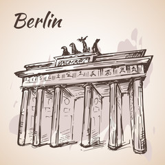 Naklejka premium Hand drawn Berlin Brandenburg Gate