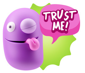 3d Illustration Laughing Character Emoji Expression saying Trust