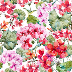 Watercolor geranium pattern