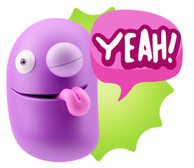 3d Illustration Laughing Character Emoji Expression saying Yeah