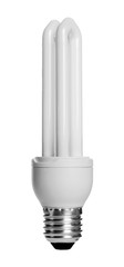 Energy saving light bulb on white background