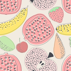 Fototapety  Seamless pattern with fruit. Colorful seamless pattern with frui