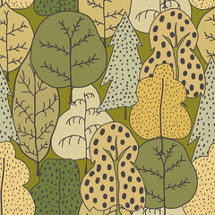 Seamless pattern with trees. Seamless vector illustration with t