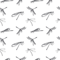 Seamless pattern with dragonflies