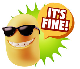 3d Illustration Laughing Character Emoji Expression saying It's