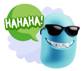 3d Illustration Laughing Character Emoji Expression saying Hahah