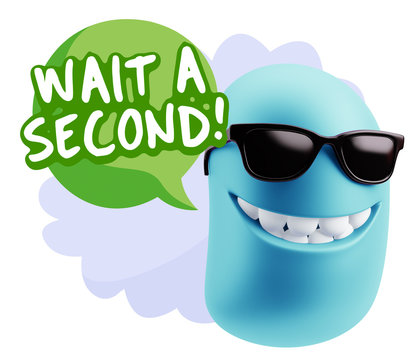 3d Illustration Laughing Character Emoji Expression saying Wait
