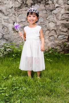 Asian Little Chinese Girl In Princess Costume