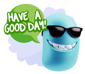 3d Rendering Smile Character Emoticon Expression saying Have A G