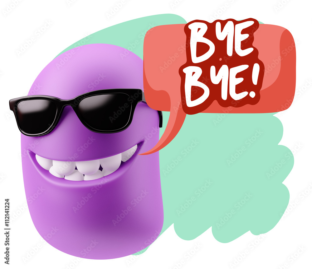 Fototapete 3d Rendering Smile Character Emoticon Expression saying Bye Bye