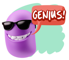 3d Illustration Laughing Character Emoji Expression saying Geniu