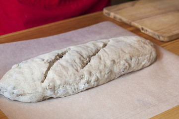 Homemade bread ready to put in the oven.