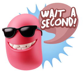 3d Illustration Laughing Character Emoji Expression saying Wait