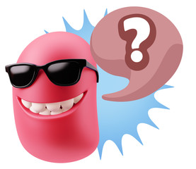 3d Illustration Laughing Character Emoji Expression saying ? wit
