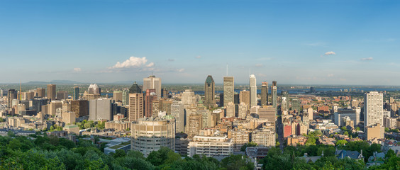 Montreal city skyline panorama from Mont-Royal lookout - obrazy, fototapety, plakaty