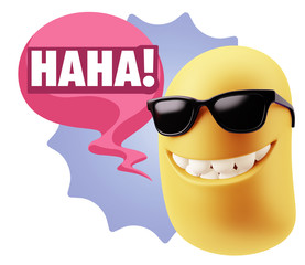 3d Illustration Laughing Character Emoji Expression saying Hahah