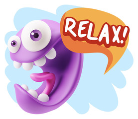 3d Rendering Smile Character Emoticon Expression saying Relax wi