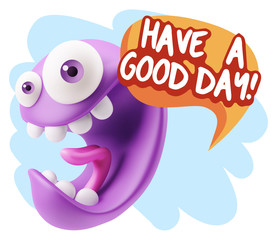 3d Rendering Smile Character Emoticon Expression saying Have A G