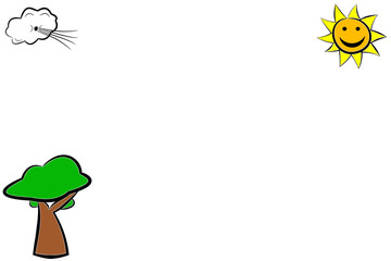 Tree, happy Sun und Wind Wallpaper, Background