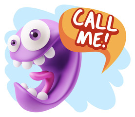 3d Illustration Laughing Character Emoji Expression saying Call