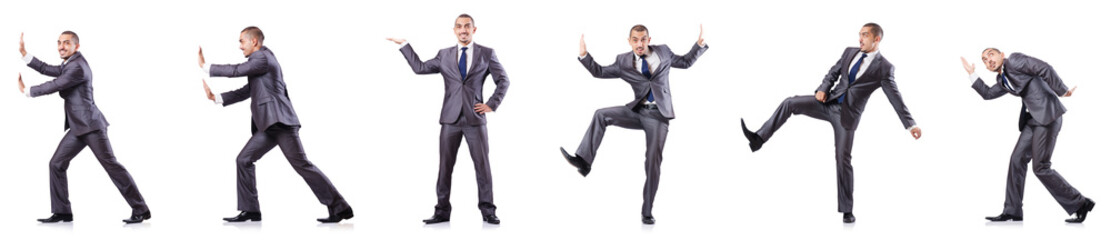 Businessman in various poses isolated on white