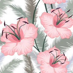 Floral pattern Flower lilies seamless background Flourish summer wallpaper
