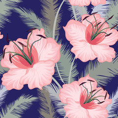 Floral seamless pattern. Flower lilies background. Floral tile ornament