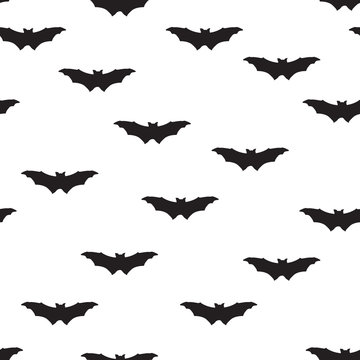 Bat silhouette seamless pattern. Holiday Halloween background.