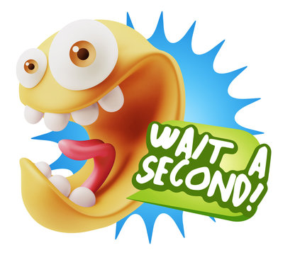 3d Illustration Laughing Character Emoji Expression saying Wait
