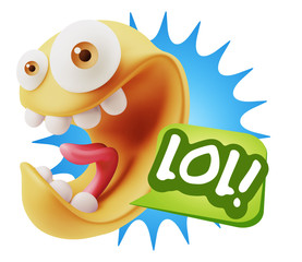 3d Illustration Laughing Character Emoji Expression saying Lol w