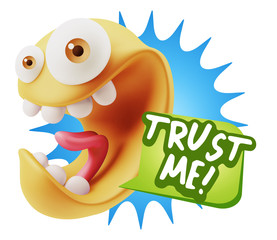 3d Illustration Laughing Character Emoji Expression saying Trust