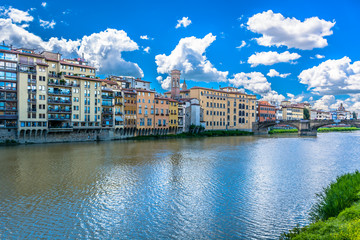 Italy Florence cityscape. / Marble cityscape of town Florence, spring time, Europe.