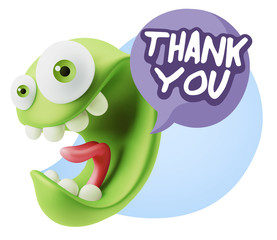 3d Illustration Laughing Character Emoji Expression saying Thank