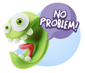 3d Rendering Smile Character Emoticon Expression saying No Probl