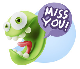 3d Illustration Laughing Character Emoji Expression saying Miss