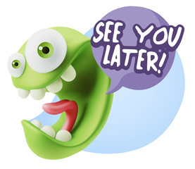 3d Illustration Laughing Character Emoji Expression saying See Y