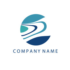 Concept logo template with abstract wave symbol in flat design .