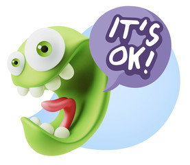 3d Illustration Laughing Character Emoji Expression saying It's