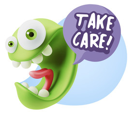 3d Illustration Laughing Character Emoji Expression saying Take