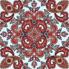 Flourish tiled pattern Abstract floral oriental ornament Geometric flower background