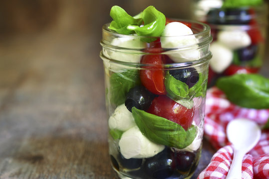 Caprese Salad In A Mason Jar.