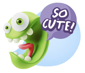 3d Illustration Laughing Character Emoji Expression saying So Cu