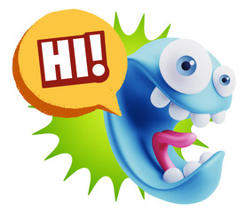 3d Illustration Laughing Character Emoji Expression saying Hi wi