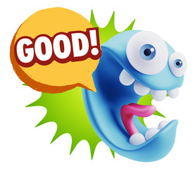 3d Illustration Laughing Character Emoji Expression saying Good