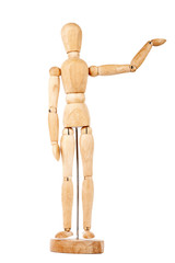 Wooden dummy with raised hand