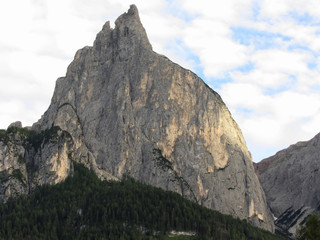 Panoramic mountain view of the Dolomites from Castelrotto, South Tyrol - Italy