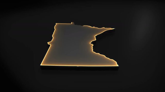 Seamless looping 3D animation of the map of Minnesota including 2 versions and alpha matte