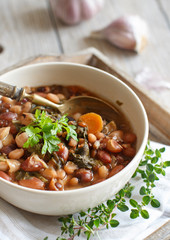 Cooked legumes and vegetables in a bowl