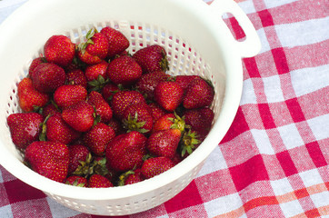 strawberries in colander