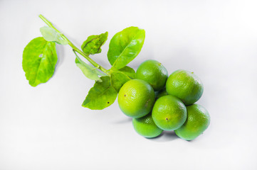 Green Lemons isolated on white background